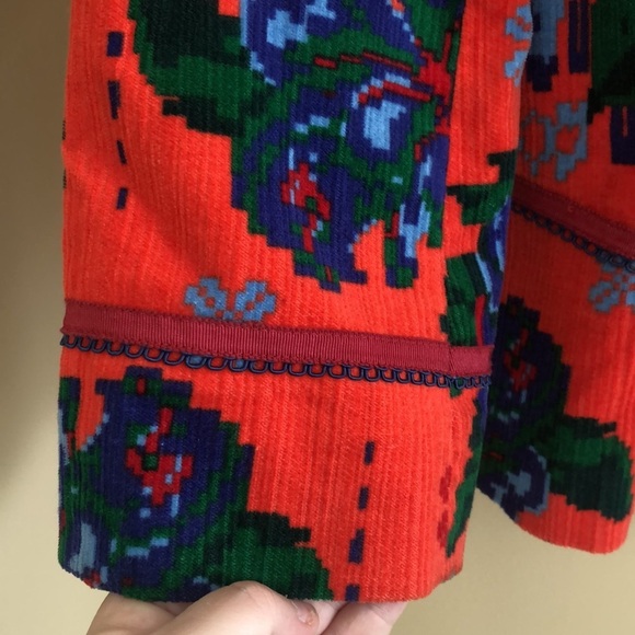 Elevenses Anthropologie Coming Up Roses Corduroy Floral Jacket Coat - Picture 6 of 9